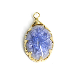 新作品[1 piece]大約20mm Blue Opal Color ROCK GLASS Maron Gold Charm，零 第3張的照片