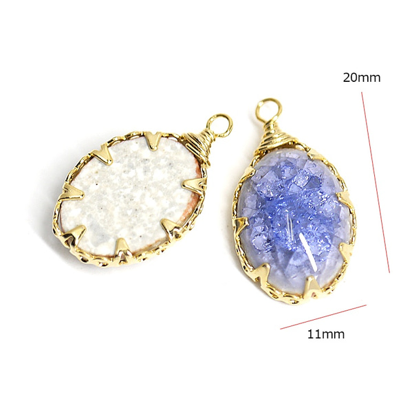 新作品[1 piece]大約20mm Blue Opal Color ROCK GLASS Maron Gold Charm，零 第4張的照片