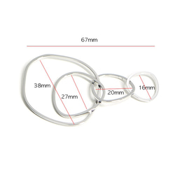再販【1個】大ぶり約67mm不規則な五つ円形光沢シルバーチャーム、パーツ 4枚目の画像