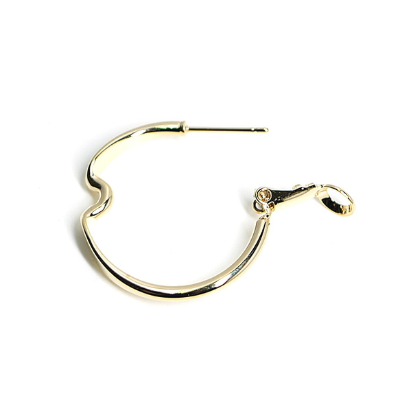新款[1對]閃亮的金圈形耳環，零件設計像打一樣 第3張的照片