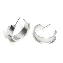 全新[1對]鈦芯！簡單的25毫米箍墊銀色耳環，零件 第2張的照片