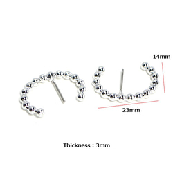 再販【1ペア】チタン芯！Bubble 23mm光沢シルバーピアス、パーツ 4枚目の画像