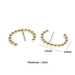 再販【1ペア】チタン芯！Bubble 23mm光沢ゴールドピアス、パーツ 4枚目の画像