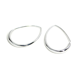 新[1對]大號約32毫米水滴形光澤銀鉤耳環，零件 第3張的照片
