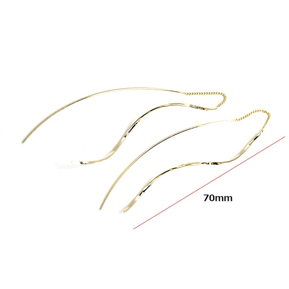 再次上架 [1 對] Shaking about 70mm Wave Stick Gold hook Chain 耳環、零件 第4張的照片