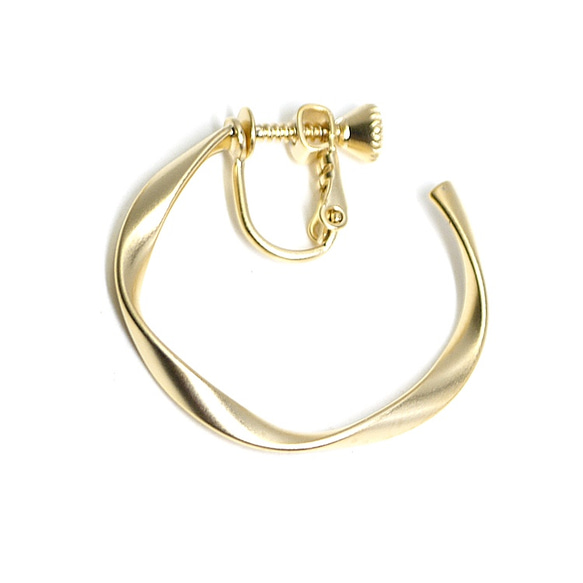 新款[1對]弧形波浪圓形29mm環形墊金螺絲彈簧耳環 第2張的照片