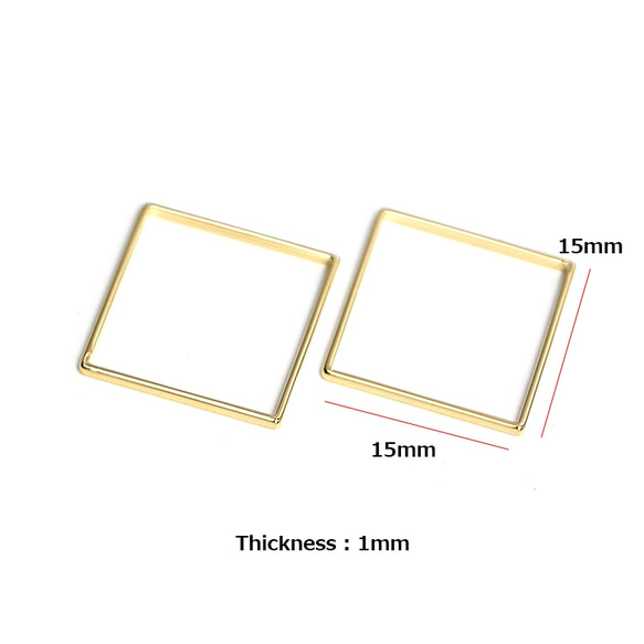 新作 [10 件] 約 15 毫米 / 約 0.6 毫米方形，方形金框，護身符 第4張的照片