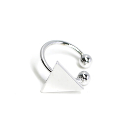 新品[2件]光滑的銀色耳箍，帶8mm三角形，軟骨耳環 第2張的照片