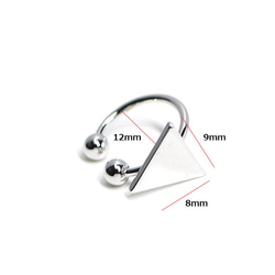 新品[2件]光滑的銀色耳箍，帶8mm三角形，軟骨耳環 第4張的照片