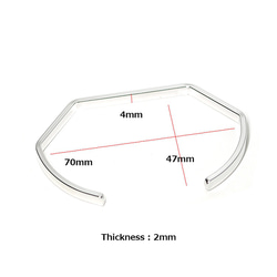 新作品[1個]可用於雕刻！時尚別緻的4毫米光澤銀色手鐲，零件 第4張的照片
