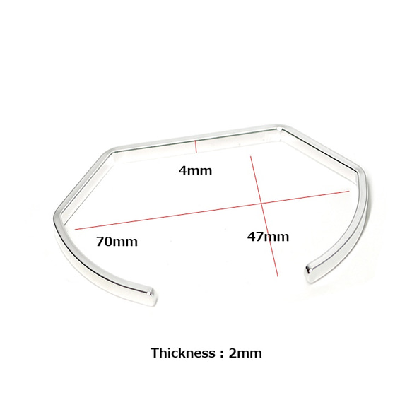 新作品[1個]可用於雕刻！時尚別緻的4毫米光澤銀色手鐲，零件 第4張的照片