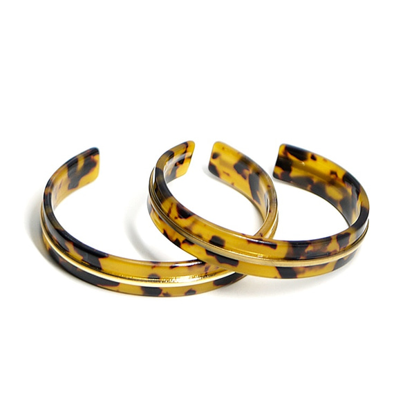 ib08/265【1個】べっ甲風ブラウンマーブルバングル、ブレスレット 金具