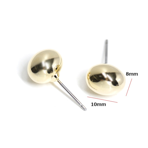 新作【1ペア】チタン芯！キュートな楕円形ボールの光沢ゴールドピアス、パーツ NF 3枚目の画像