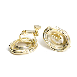 新款[1對]橢圓形Moebius橢圓啞光金罐和螺旋彈簧耳環，零件 第3張的照片