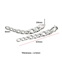 新作【1ペア】チタン芯！上品＆揺れ動く約67mmチェーン光沢シルバーピアス、パーツ 4枚目の画像