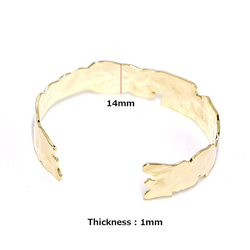 新作【1個】約14mm手作り感あるデザインの真鍮製ゴールドバングル、ブレスレット 3枚目の画像