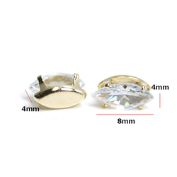 新[10件] 8 * 4mm橢圓形立方氧化鋯金基座珠寶，珠子 第5張的照片