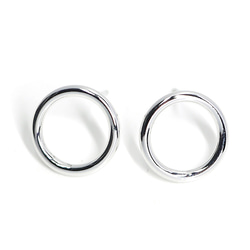 全新[1對]鈦芯！約14毫米的Simple Circle光澤銀耳環，零件 第2張的照片