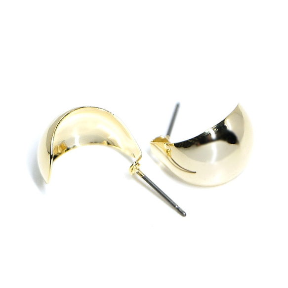 全新[1對]鈦芯！可愛的水滴形光澤金耳環和零件 第2張的照片