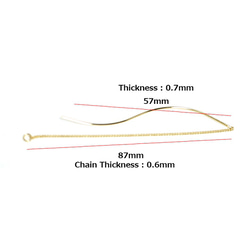 新作【1ペア】約144mm曲線のチェーン光沢ゴールドカン付きフックピアス、パーツ 3枚目の画像