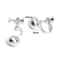 新款[1對]可愛的橢圓形球墊銀色螺旋葉片耳環，零件 第4張的照片