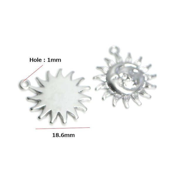 新作品[2件]大型SUN＆MOON圖案磨砂銀吊墜，魅力 第3張的照片