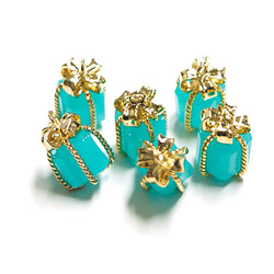 p1787S【2個入り】GlassミントカラープチJewelボックスゴールドチャーム NF 3枚目の画像