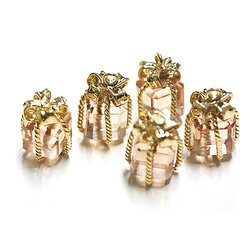 P1787S [2 件] 玻璃桃色嬌小珠寶盒金色吊飾，零件 第5張的照片
