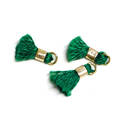 再販【6個入り】刺繍糸tasselグリーンカラーミニタッセル 1枚目の画像