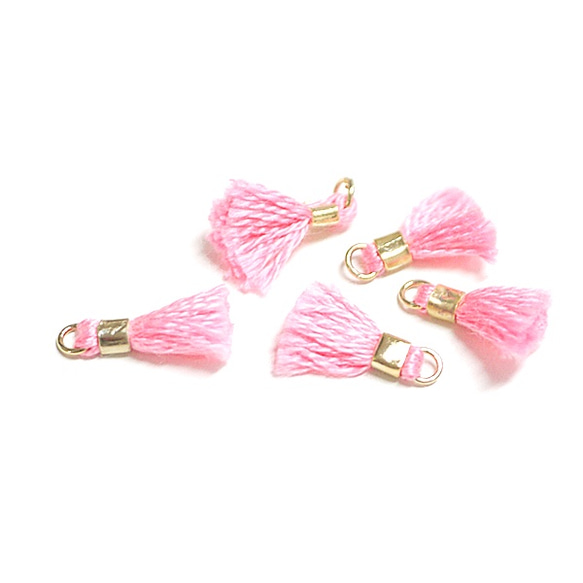 【5個入り】刺繍糸tasselサクラ桜ピンクカラーMediumタッセル、チャーム 4枚目の画像