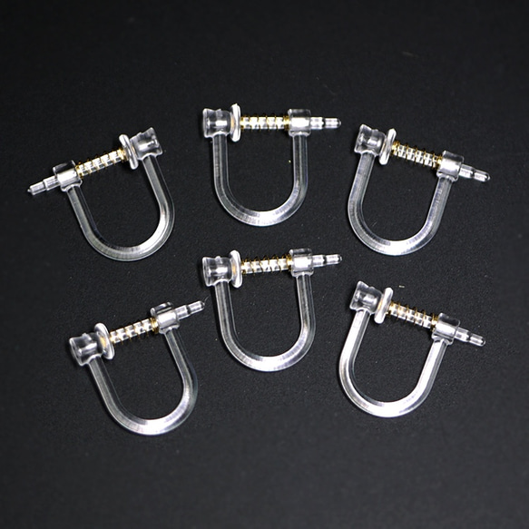 金屬過敏兼容 [6 件] 約 11 毫米樹脂耳環帶彈簧、金屬配件 第1張的照片