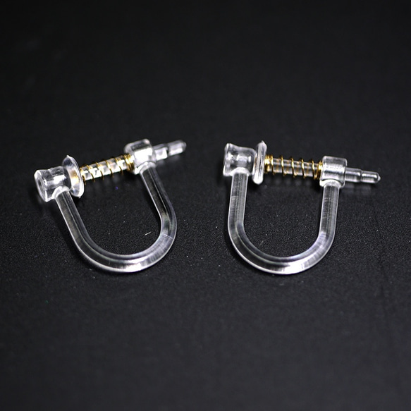 金屬過敏兼容 [6 件] 約 11 毫米樹脂耳環帶彈簧、金屬配件 第2張的照片
