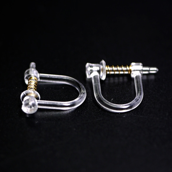 金屬過敏兼容 [6 件] 約 11 毫米樹脂耳環帶彈簧、金屬配件 第3張的照片
