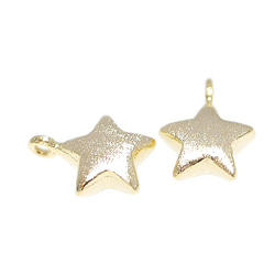 p4483 [2 件] 紋理金色 Petit Star 星星圖案飾物，帶垂直環 第2張的照片