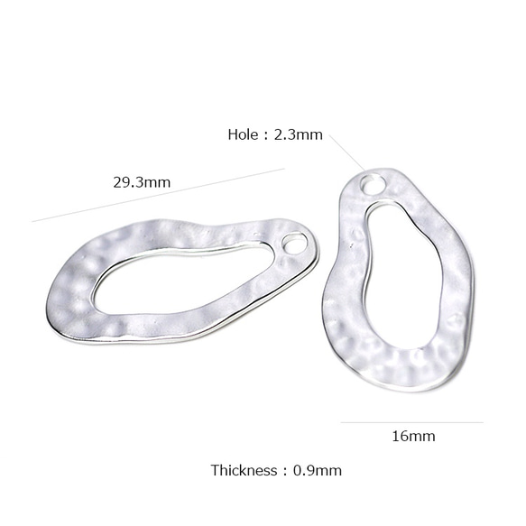 SALE【每件4件】不規則約29mm不規則橢圓形泥銀魅力吊墜 第3張的照片