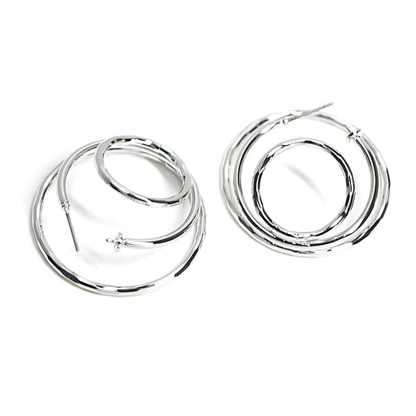 再次上架【1對】鈦芯！大號 Trio Circle 銀耳環，配以peton，零件 第3張的照片