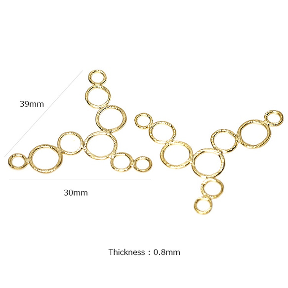 P2605 [2 件] 紋理泡泡泡泡瘋狂金色吊飾，帶連接圓圈，零件 第4張的照片