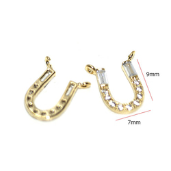 新作【2件】兩罐！帶有優雅閃耀的 12 粒 CZ 馬蹄形圖案的金色魅力 NF 第3張的照片