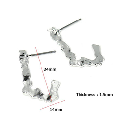 新作品[1對]鈦芯！銀色設計的無環耳環，在不平整的表面上具有手工感覺的零件 第3張的照片