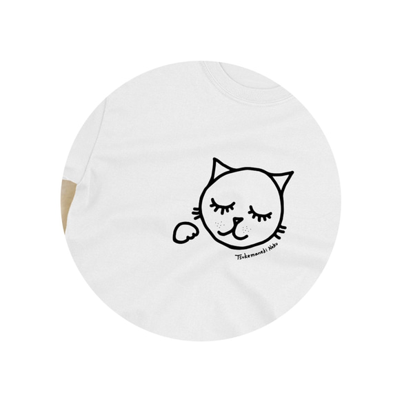 つけまねきねこ・おやすみTシャツ・アイラッシュ招き猫・パジャマシャツ・白 2枚目の画像