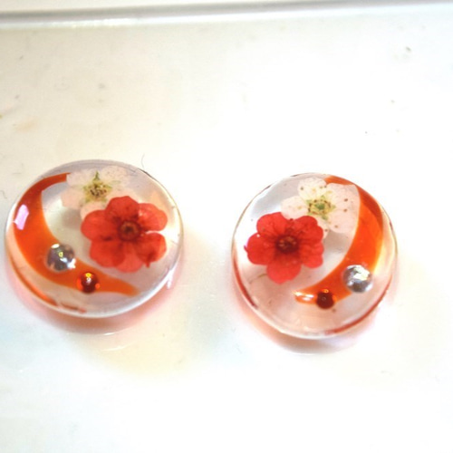 最安値！お花のおはじきイヤリング イヤリング・ノンホールピアス 