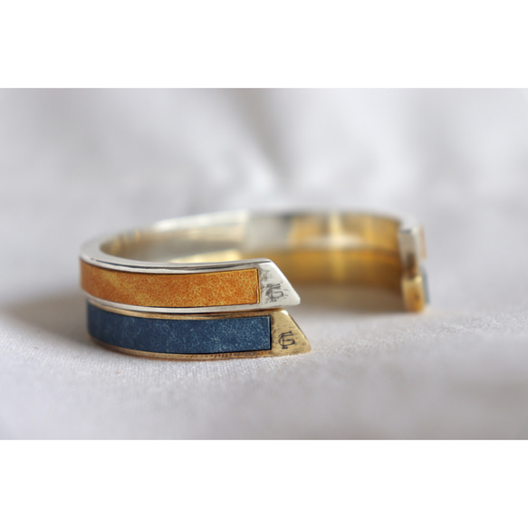 leather brass bangle 4枚目の画像