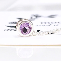 silver925 ２月誕生石☆ラベンダーアメジストのベゼルネックレス 4枚目の画像