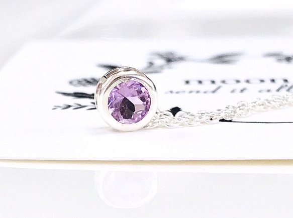 silver925 ２月誕生石☆ラベンダーアメジストのベゼルネックレス 4枚目の画像