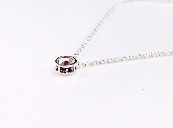 silver925 ２月誕生石☆ラベンダーアメジストのベゼルネックレス 5枚目の画像