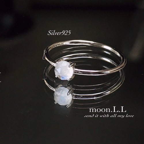 silver925 ローズカットブルームーンストーンのリング 6月誕生石