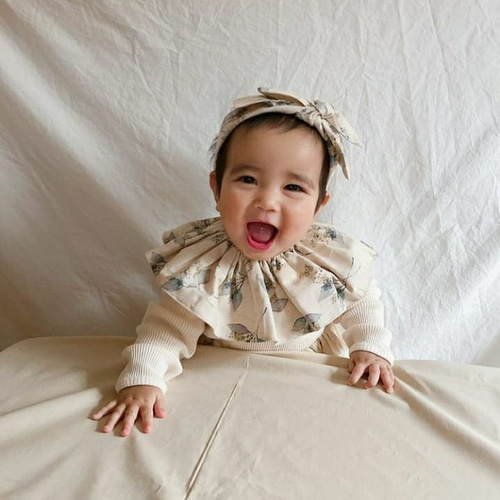 ○アンティークボタニカル 付け襟風フリルスタイ＆ヘアバンドセット〇