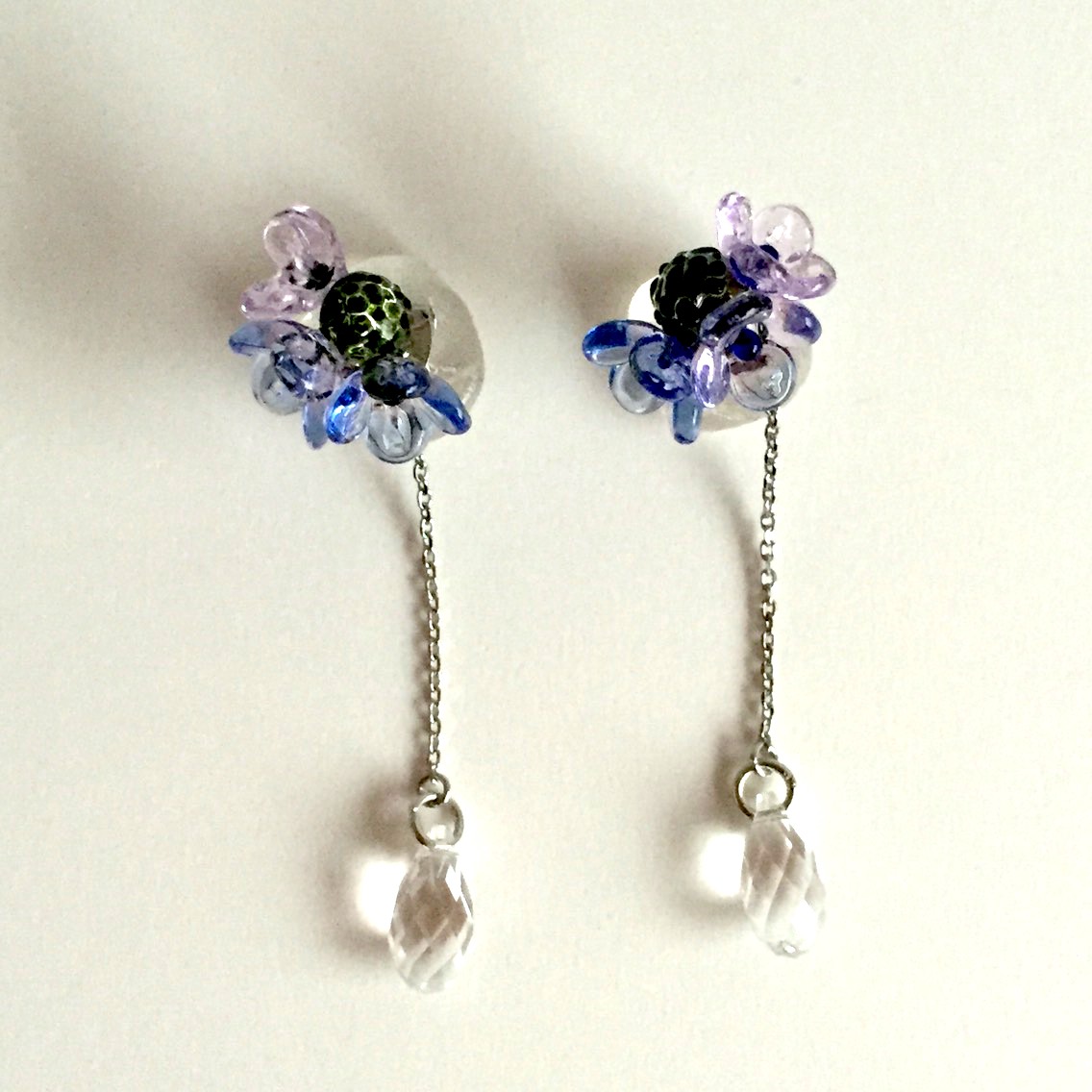雨ユレル額紫陽花ピアス