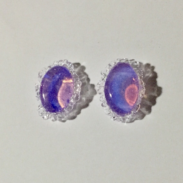 ☆再販☆ガラス パープルレースイヤリング/ピアス イヤリング・ノンホールピアス Petit 通販 3963593｜Creema(クリーマ)