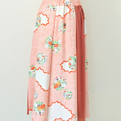 【着物リメイク】フリーサイズ　２色使いフレアースカート　◇６枚はぎ　 2枚目の画像